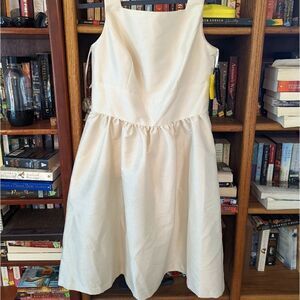 ALFRED sung champagne cocktail dress square neckline full pleated skirt  14 nwt